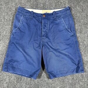 Hollister Shorts Mens 32x9 Blue‎ Pockets Casual Chino Skater Surfer Flat Front